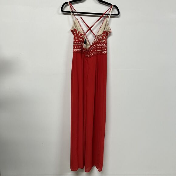 Kimcine Red Lace Jumpsuit Size S Wedding Guest Crisscross Back Formal Party Prom - Picture 3 of 16